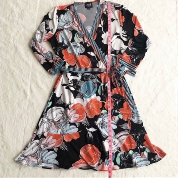 ECI | Floral Printed Faux Wrap Tie Waist Dress NWT - Picture 10 of 10